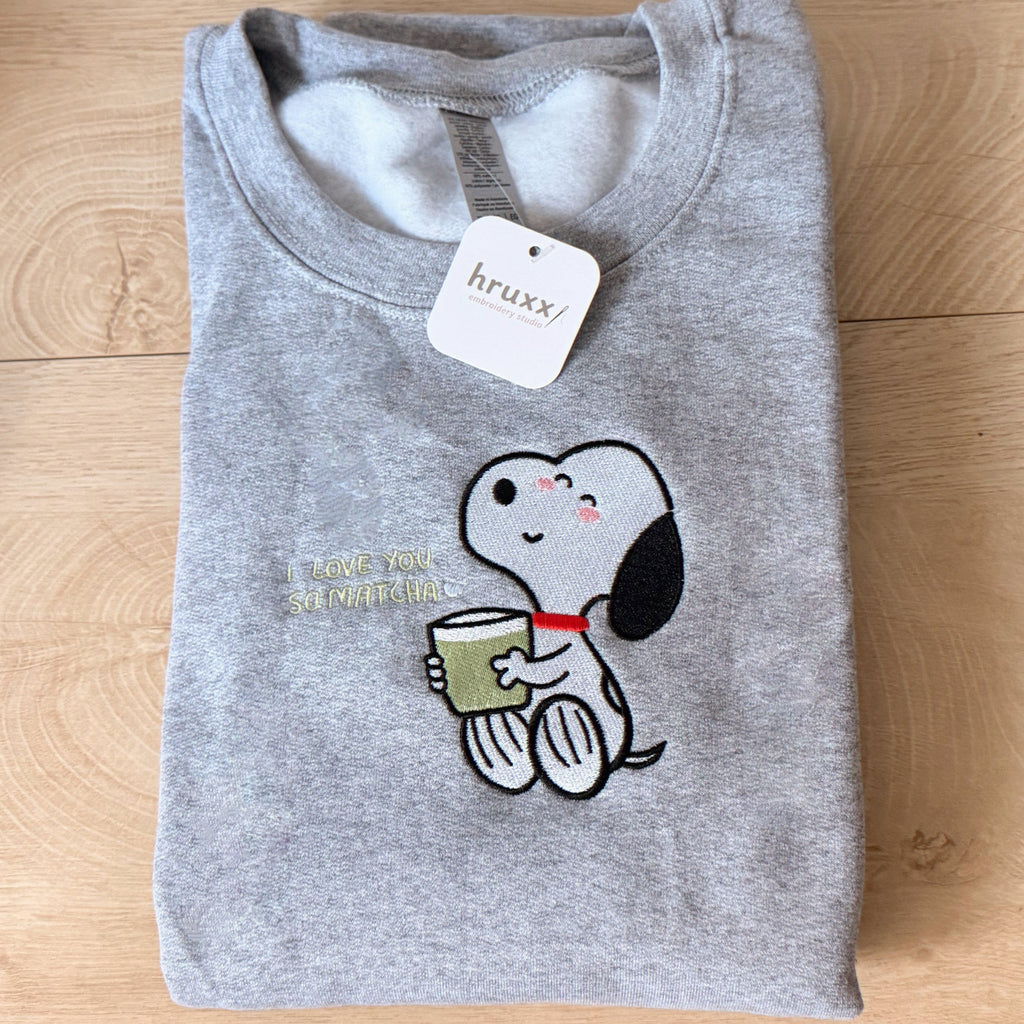 Snoopy Matcha Embroidery Crewneck
