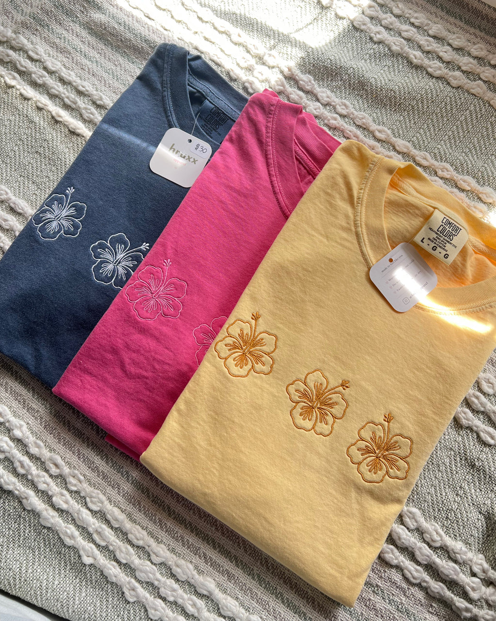 Hibiscus Embroidery T-Shirt