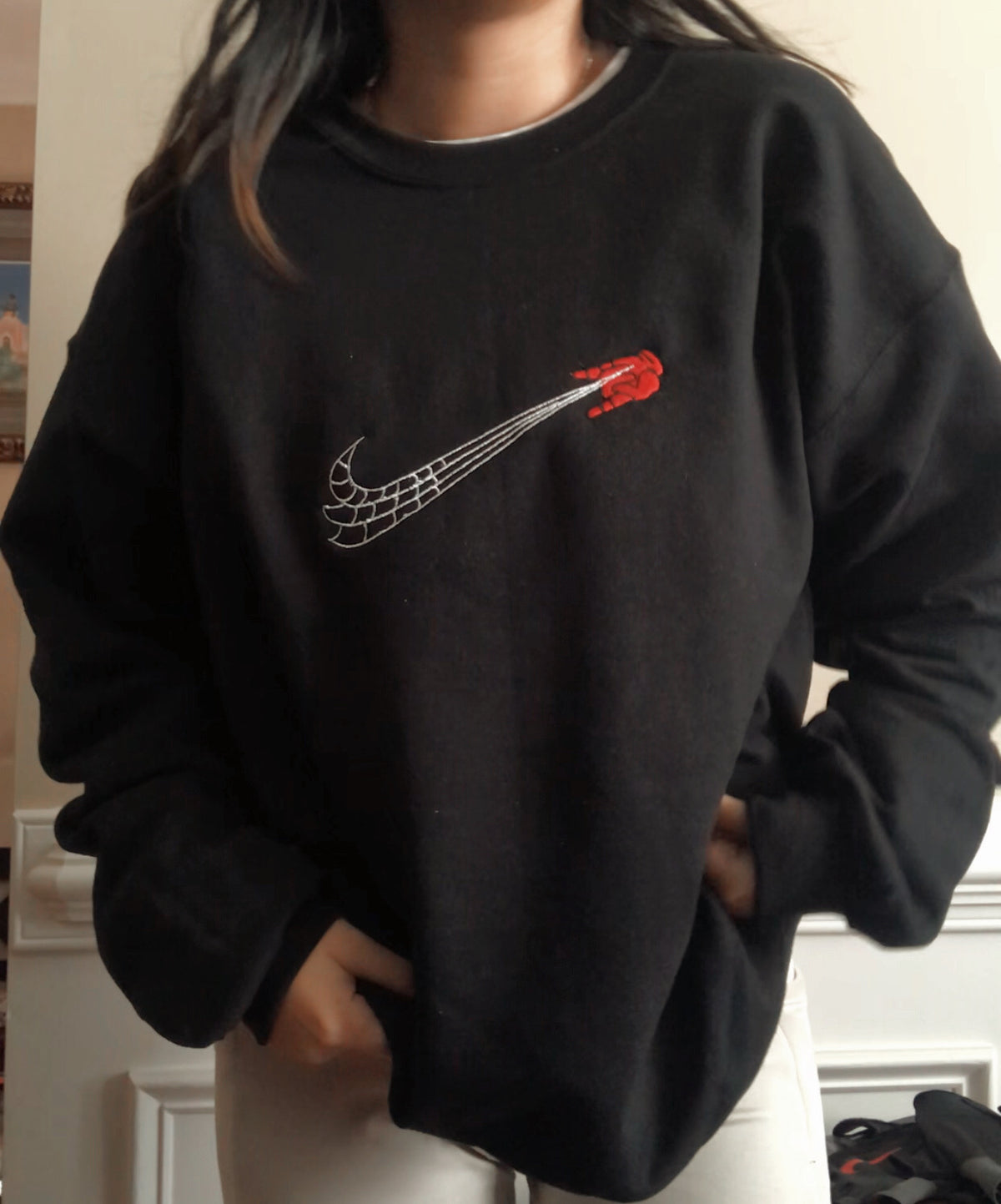 Spiderman Swoosh Embroidery Crewneck